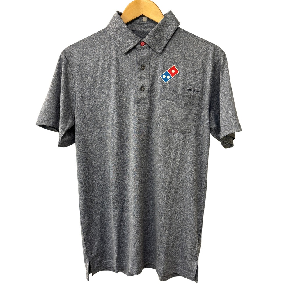 Dominos Pizza Gear Mens Uniform Polo Shirt Blue Heather Size Small Workwear